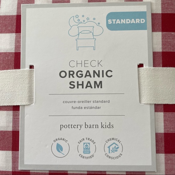 Pottery Barn Kids Red Check Sham, Standard Size, NEW - Picture 2 of 6